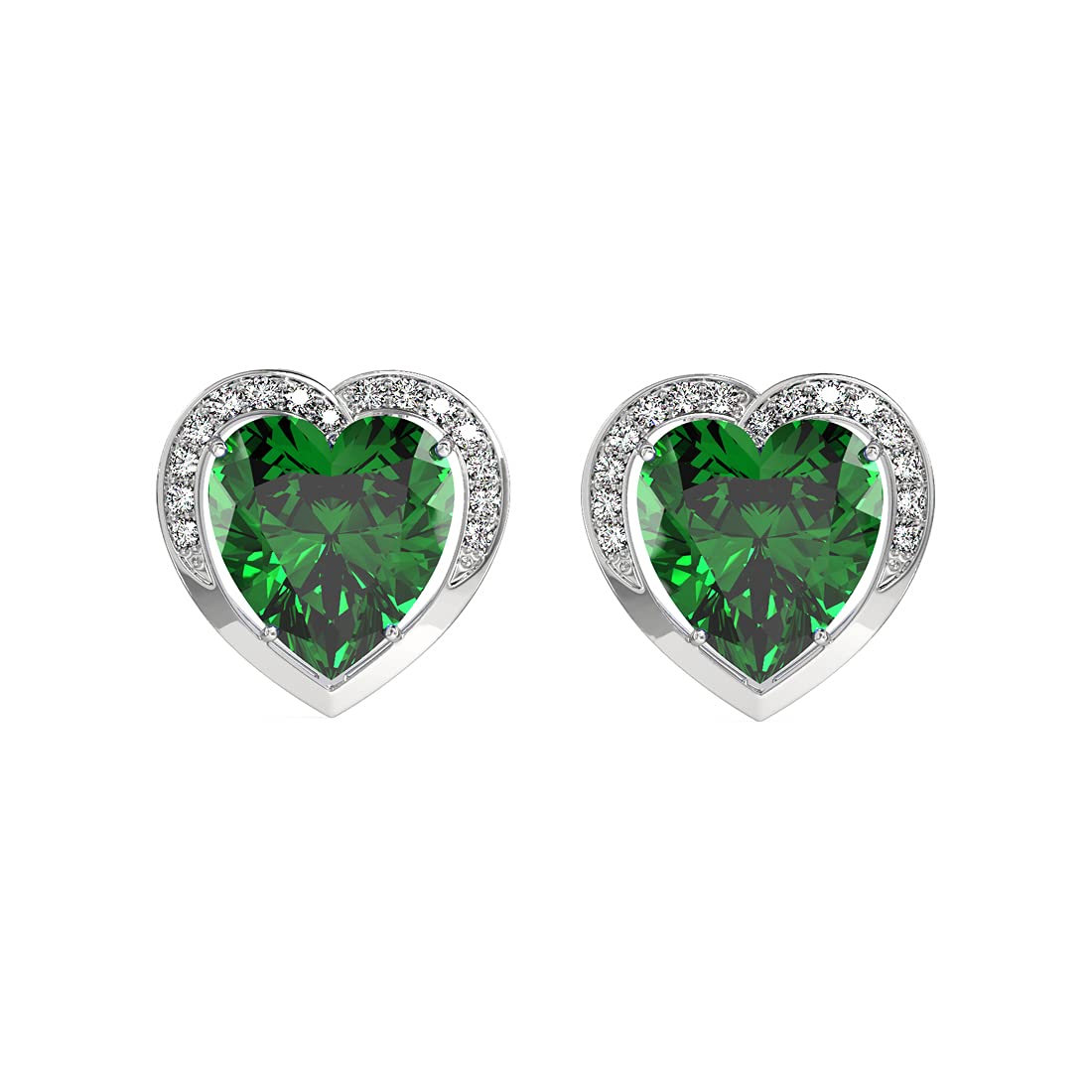 CLARA 925 Sterling Silver Dark Green Heart Stud Earrings with Screw Back | Rhodium Plated, Swiss Zirconia | Gift for Women & Girls (B09D3LRR53) Amazon Price History, Amazon Price Tracker