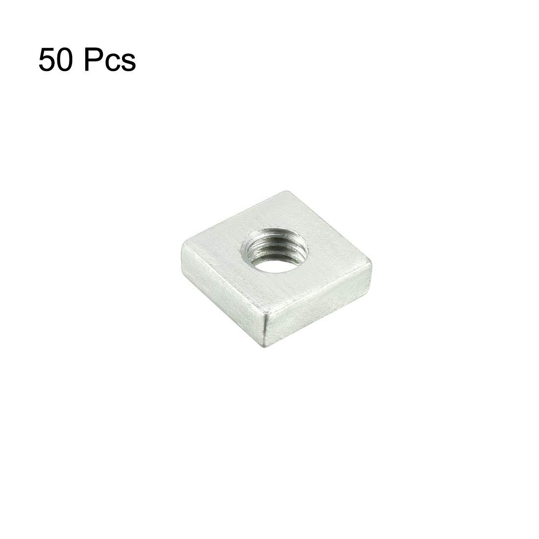 Square Nuts, M6 x 12 x 4 mm, kit assortimento di filettatura metrica a passo grossolano, zincato bianco, 50 pezzi