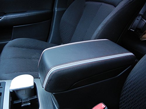 RedlineGoods armrest Cover Compatible with Subaru Outback 2010-14. Tailor Made - not Universal. Genuine top-Grade Italian Black Suede (Alcantara) with Silver Thread