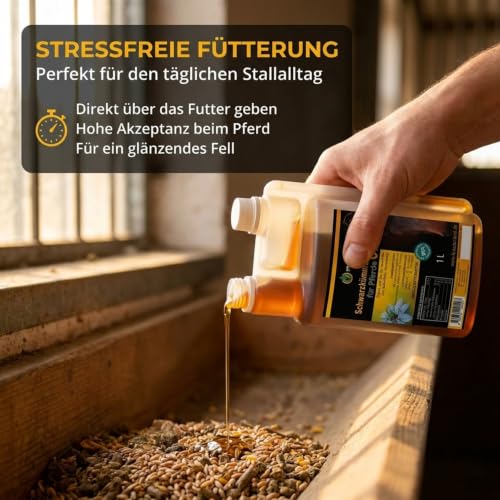Kräuterland Schwarzkümmelöl für Pferde & Hunde 1Liter in Dosierflasche