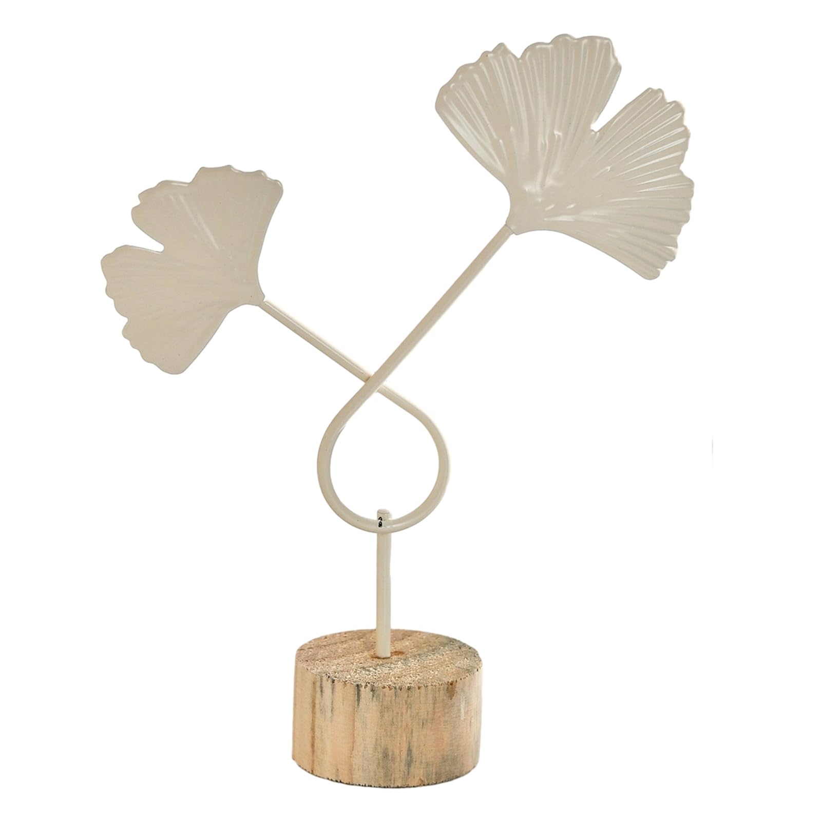 Tuxoiou Ginkgo Leaf Statue, Anti-Rust Iron Art Sculpture, Gold Botanical Metal Ornament for Living Room Wine Cabinet Home Decor White D