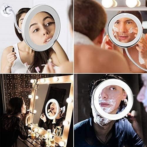 Mirrors Makeup with 3 Luminosity LED Lights Makeup 10X Vanity for Bathroom Shower Tabletop