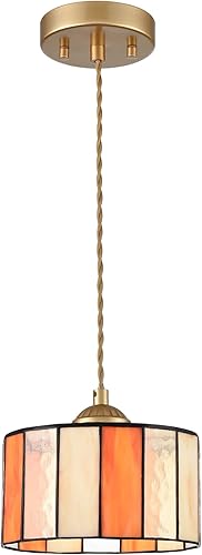 Miniatura 9 de Tiffany - Lámpara colgante de 5.5 pulgadas, cilindro de vitral, iluminación colgante de estilo vintage Tiffany, lámpara de techo colgante para