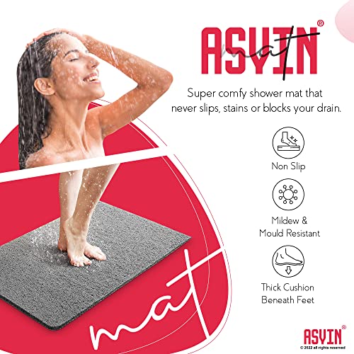 Asvin Soft Textured Shower Mat Non Slip Anti Mould For Inside Shower & Bath (24 Inchx16 Inch Inch) Phthalate Free Rubber Loofah Bathroom Mats For Slippery Surfaces And Wet Areas thumb #1