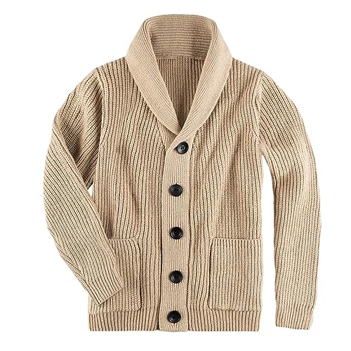 Mens Knitwear Cardigan Sweater Shawl Collar Cardigan Button Down Knitwear with Pockets
