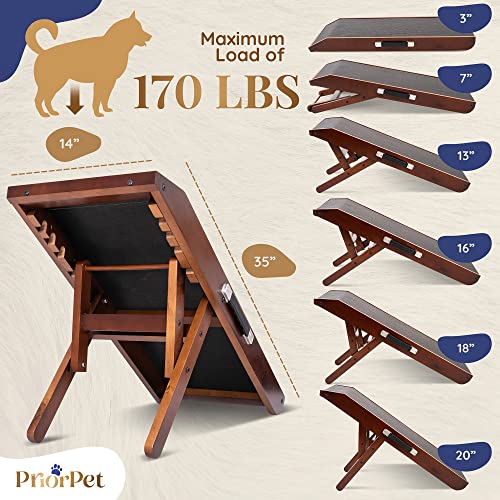 Dog ramp for Couch – Non-Slip, Sturdy Build Foldable Dog ramp – Supports up to 200lbs – Adjustable 7'' to 20'' – Landing Platform Seamlessly Connects – Birchwood Pet Ramp for Small Dogs – Walnut - Image 3