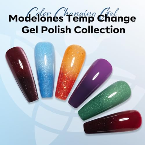 Image of modelones Blue Gel Nail Polish White Color Changing Mood Temperature Change Nail Polish Gel Soak Off Winter Nail Art New Year Party 15ML