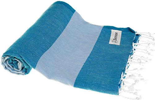 Bersuse 100% Algodón - Cayman Toalla Turca - Fouta Toalla de Baño y Toalla de Playa - Oeko-Tex - 95 x 175 cm, Azul