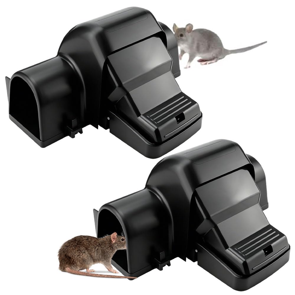 Mbuaopa 2 PCS Rat Traps That Kill Instantly, Friendly Pest Rats Trap, Highly Sensitive Rat Trap for Indoors and Outdoors Garden Home Office, Child and Pet Friendly
