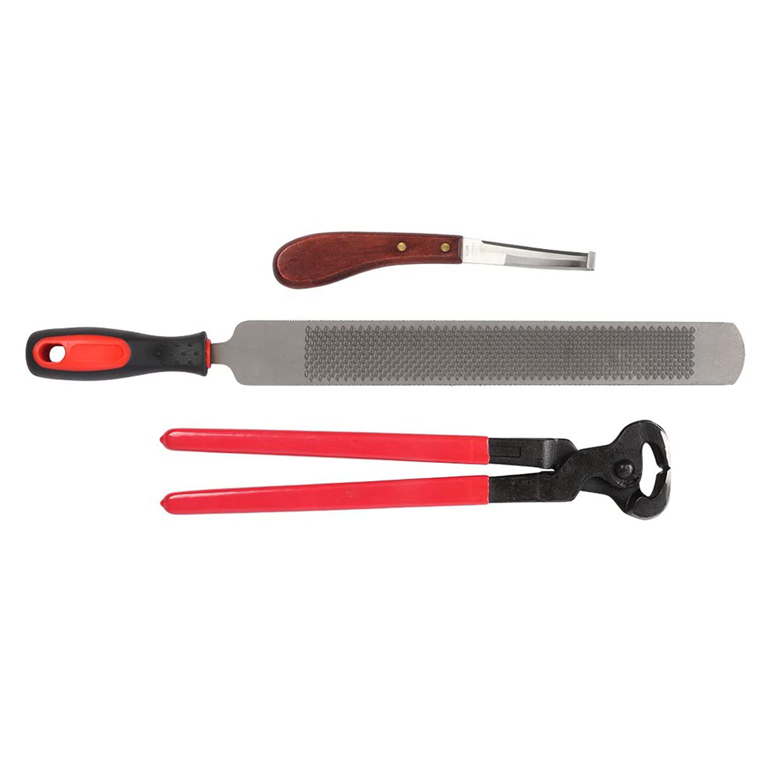 Pinza para pezuñas y cuchillo para recortar caballos, cabras y ovejas, juego de herramientas profesionales para herrador con hoja de metal resistente y mango que ahorra mano de