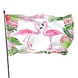 IBILIU Flamingos Flag 3x5 Ft Outdoor,cute pink flamingo tropical leaves Garden Flags House Flags Ban