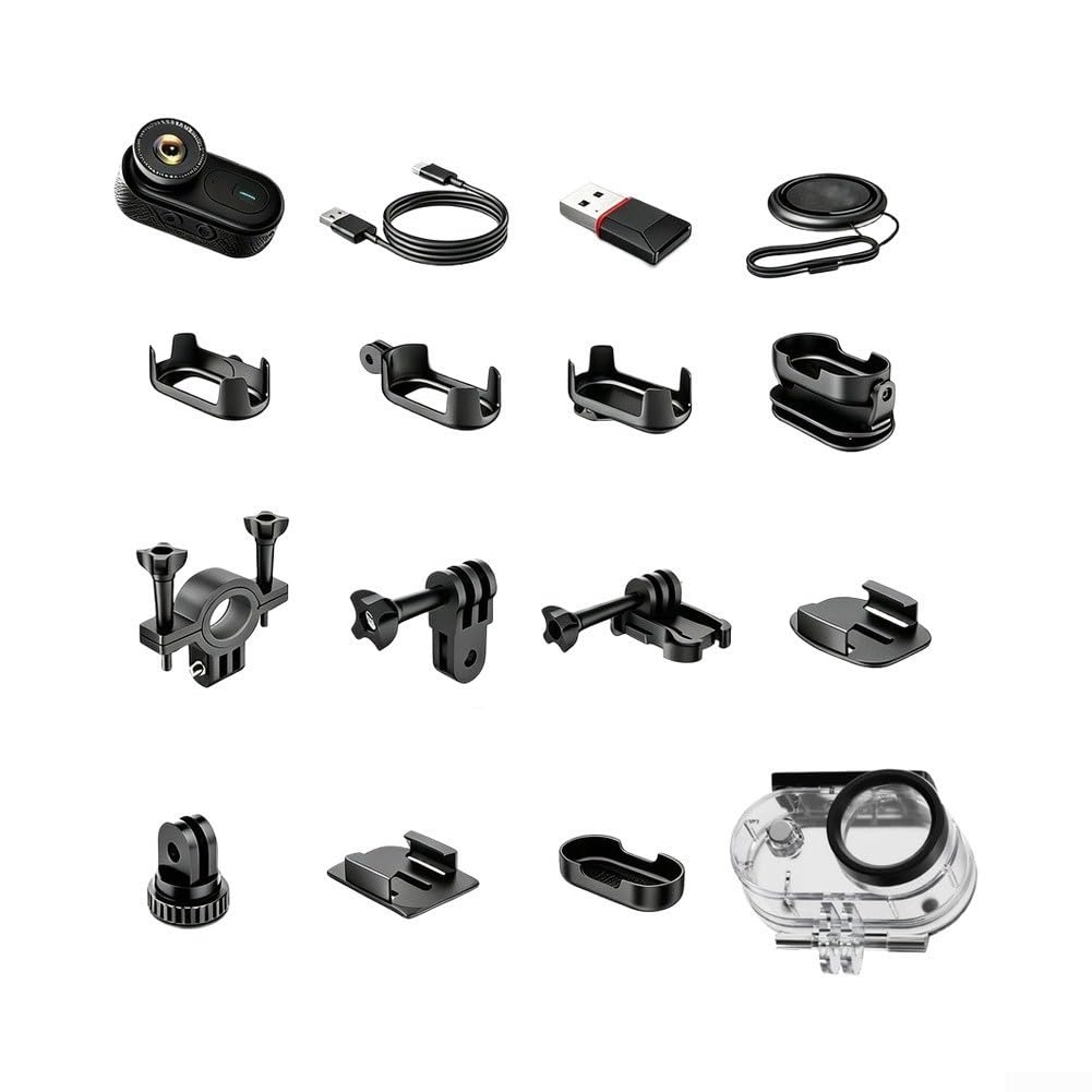 Action Camera compatta 4K impermeabile per moto | e bicicletta, per Mini per Dash Cam con video chiaro per la cattura, costruzione ABS per sport all'aria aperta e Vlog