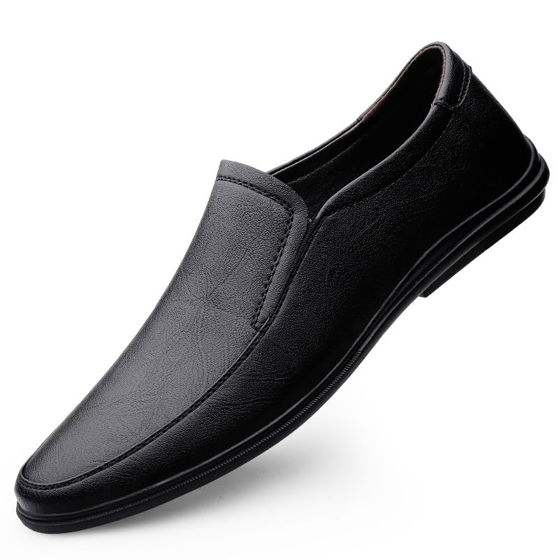 Men's Loafers Round Toe Solid Color PU Leather Loafer Shoes Lightweight Flexible Slip Resistant Wedding Fashion Slip-on3