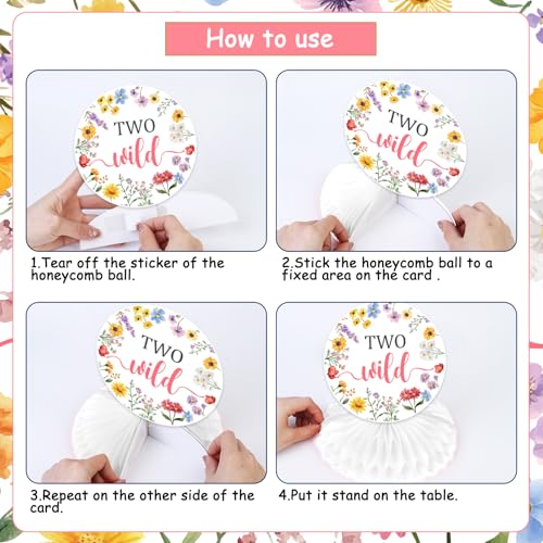 Centros de mesa de panal para 2º cumpleaños de flores silvestres, set de 8 piezas 6