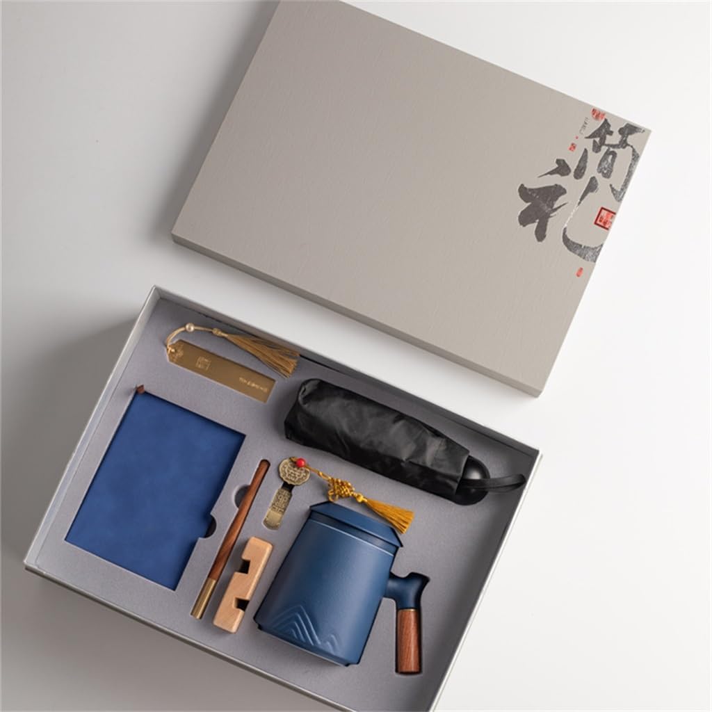 Set Regalo con quaderno, segnalibro, Bicchiere d'Acqua e Ombrello - Pacchetto per Professionisti dell'ufficio e imprenditori