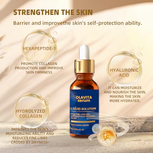 Olavita Serum, Olavita Liquid Solution Anti Aging Serum, Vitamin C & E Serum, Promotes Skin Collagen Production, smoothes wrinkles and fine lines (2PCS)