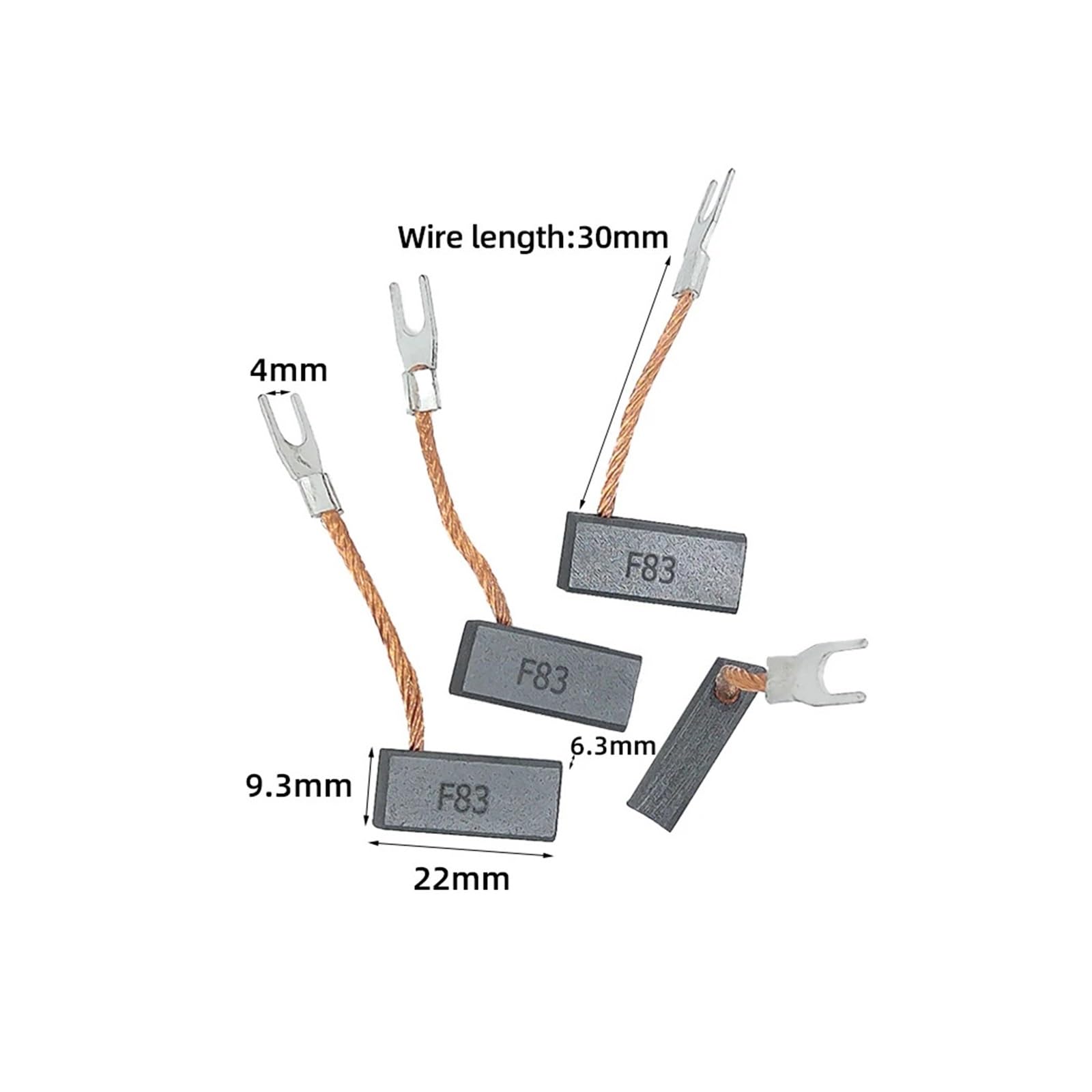 10 x szczotka węglowa do silnika F83, 6,3 x 9,4 x 20 mm, szczotka węglowa F83, 6,3 x 9,4 x 20 mm