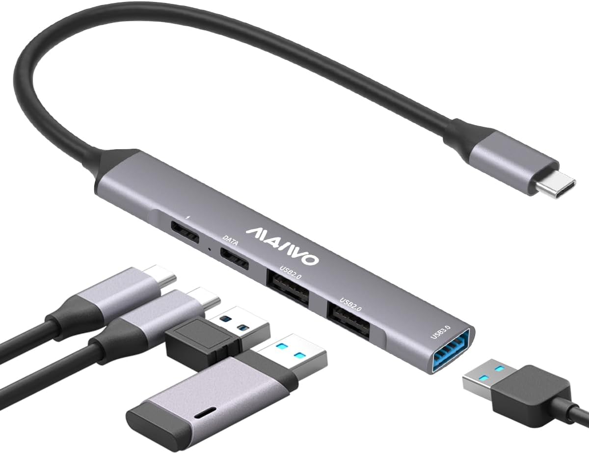 MAIWO USB C Hub, USB 3.0 Hub with 100W PD/Type-C/USB3.0/USB2.0, Ultra-Slim 1 in 5 Ports Out Type C Splitter Expander Adapter for MacBook, Mac Pro, iMac, XPS, Laptop, Desktop, PC, Mobile HDD, Xbox
