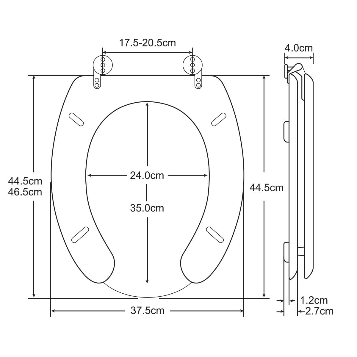 Sedile WC Universale per Disabili in Legno con Coperchio, Copriwater da Bagno 445x375mm, Bianco
