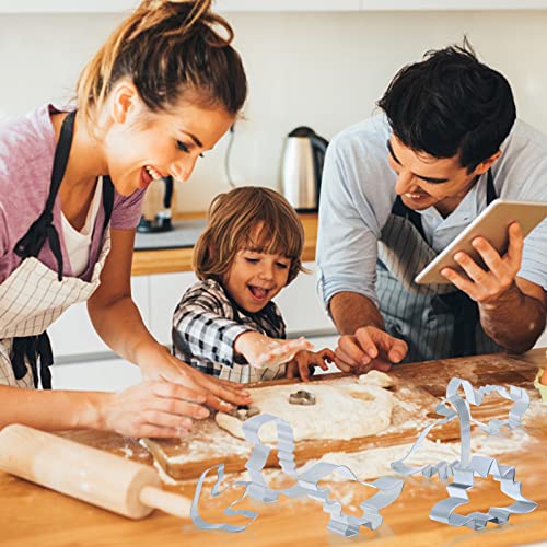 Kukifun Dinosaur Cookie Cutters 6 Pcs,Dino Theme Shapes Metal Baking Molds For Kids Dinosaur Birthday Biscuit Chocolate Cake Sandwich Diy Making Party Supplies #TOP6