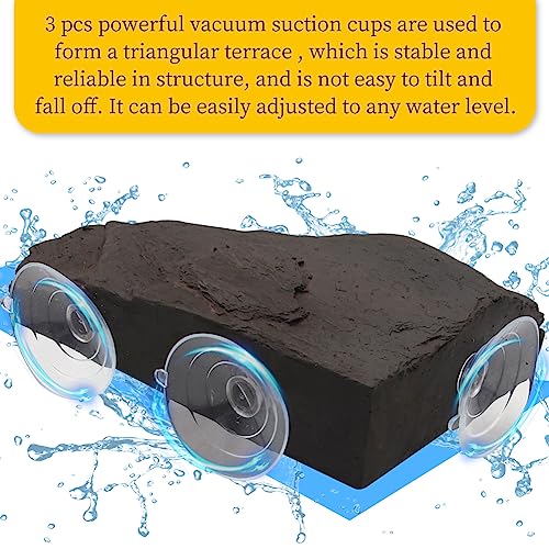 Image of Turtle Basking Platform with Strong Suction Cups, Resin Tortoise Resting Dock Fish Tank Aquarium Tortoise Climbing Platform,Reptile Habitat Climbing Resin Fish Tank Aquarium Ornament (Gray)