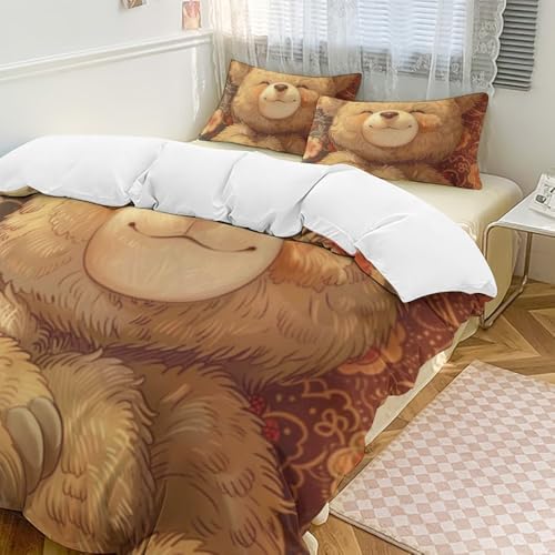 Juego de ropa de cama de oso de peluche transpirable y muy suave 3