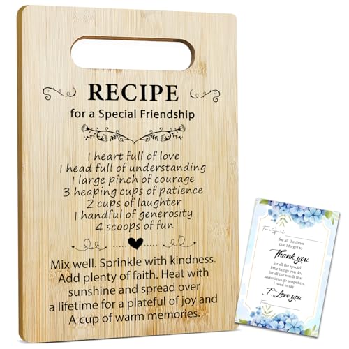 Recipe for a Special Friendship Bamboo Cutting Board, Charcuterie Boards for Kitchen Decor, Birthday Christmas Friendship Gifts for Best Friend Sister BFF -028