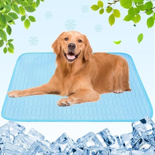 Dkweokk Blue Cooling Mat for Dogs Ice Silk 70x100cm