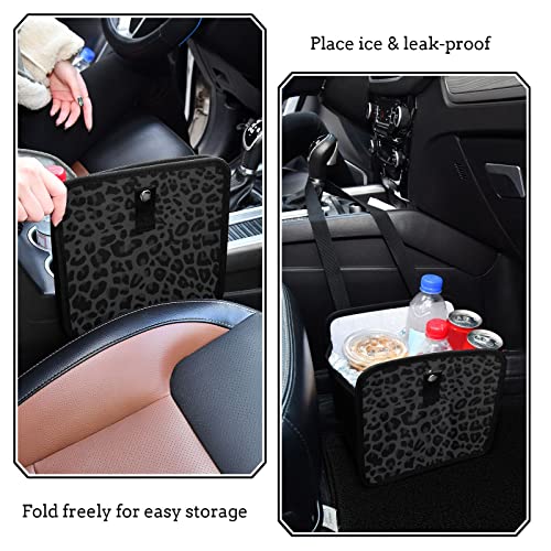 Image of Car Trash Can Black Leopard Foldable Hanging Car Trash Bag Bin Cheetah Print Auto Garbage Can Leak-Proof Car Organizer(Large) (g300130039p857c913s2022)