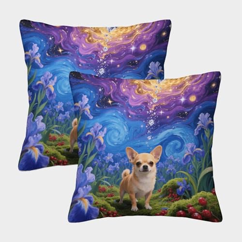 Funda De Cojín con Chihuahua de Pelo Corto Juego De 2, Microfibra Suave Funda De Almohada con Cremallera Invisible, Fundas Decorativas De Cojín para Sofá Coche Cama Sillas, 50x50cm