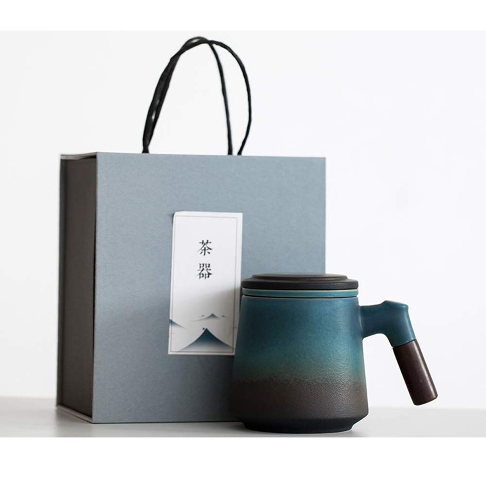 Taza de té de cerámica con filtro y tapa tazas de tazas de tazas de madera 350 ml,Multi colored