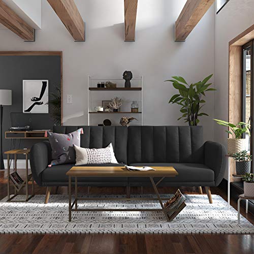 image for Novogratz Brittany 82 Inch Futon Sofa Bed in Faux Leather, Upholstered