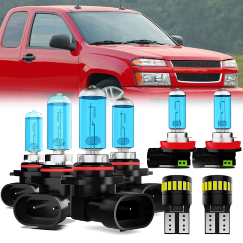 Image of Headlight Bulbs License Plate Lights Fit For Chevrolet Colorado 2006, 9005 High Beam + 9006 Low Beam + H11 Fog Lights Halogen Light Bulb + License Plate Lights, Pack of 8