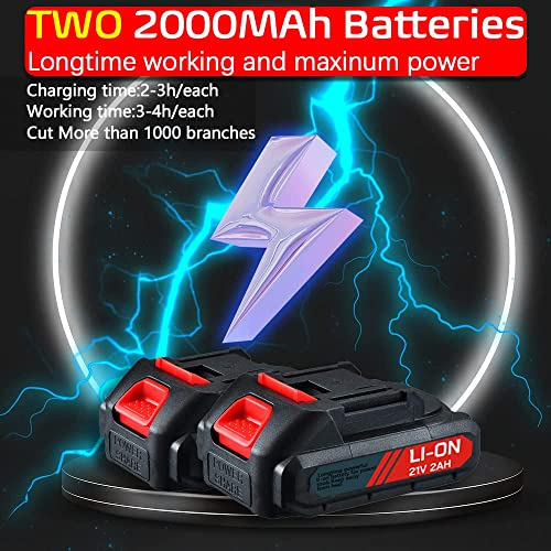 Rokrou Electric Pruning Shears For Gardening Cordless Tree Pruner 1.57" (40Mm)Cutting Diameter With 2 Pack 21V Rechargeable Battery & Replacement Blade Set Red #TOP3