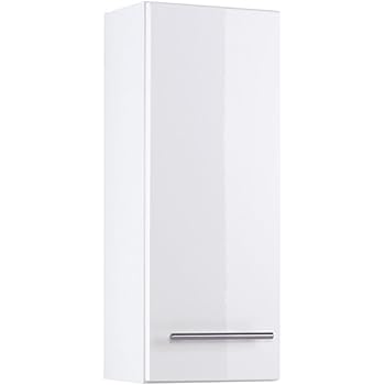 Lifestyle4living Badezimmerschrank In Weiss Hochglanz Schmal Hangeschrank Mit 1 Tur Und 2 Einlegeboden Amazon De Kuche Haushalt