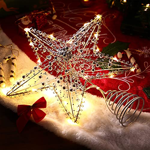 Toyvian Christmas Tree Topper Star- Star Tree Topper Lighted With Led Wire Christmas Tree Decorations Christmas Tree Ornament Xmas Party Decoration ( 12 Inch, Sliver ) #TOP1