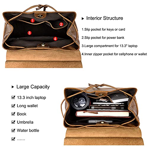 S-Zone Women Genuine Leather Tote Bag Shoulder Handbag Bundle With Backpack Purse #TOP6