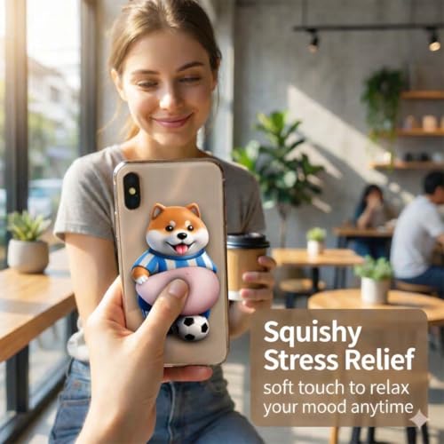 ZENQARI 4 Stück Türstopper Sticker aus Gummi & PVC – Braune Shiba Inu Hundekopf Aufkleber als lustiger Türanschlag und Handy-Sticker für Zuhause, je 11 x 7 cm