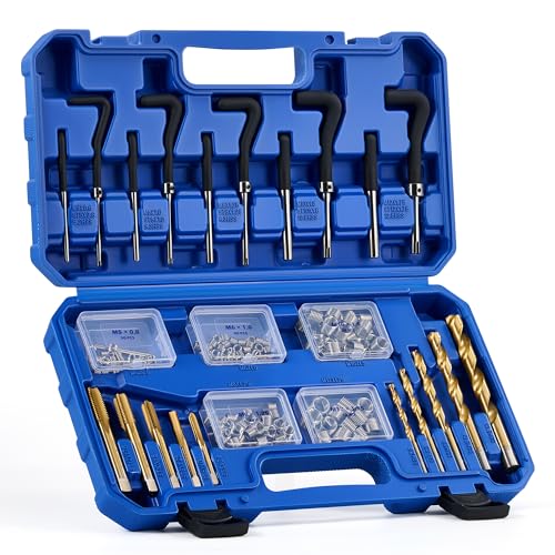Orion Motor Tech Kit de Réparation de Filetage 172 Pièces, Coffret de Filets Rapportés M5 M6 M8 M10 M12, Kit de Taraudage avec Forets HSS et Inserts...