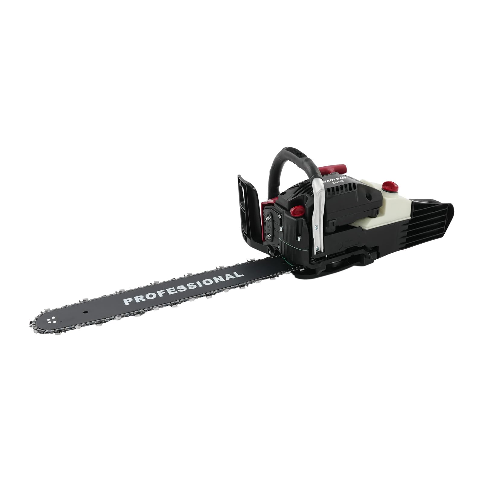 Motosierra de gasolina, 2400 W de gasolina, hoja de sierra de 50 cm, cilindrada de 58 cm³, motosierra de 2 tiempos, incluye sistema de protección de manos y kit de herramientas, 1 cadena, para cosecha