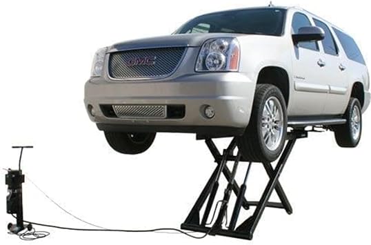 ATLAS Automotive Equipment 6MR Commercial-Grade Mid-Rise Scissors Lift, Portable Free-Standing Design, 6,000lbs. Capacity, 24" Arms, Dual Hydraulic Cylinders, Single Point Manual Lock Release, 110V