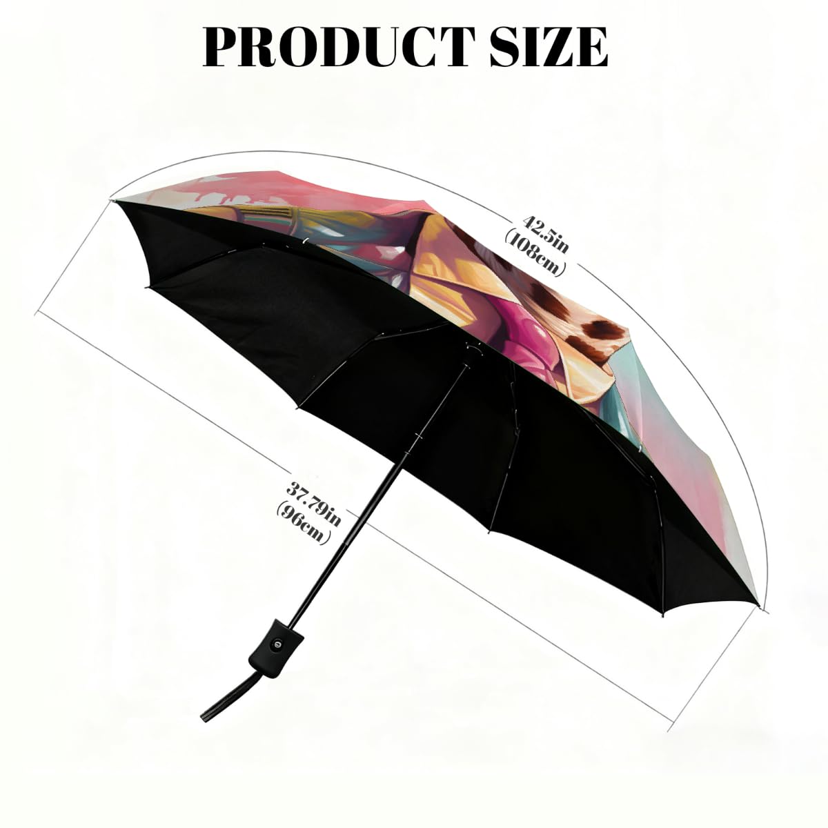 Cool Animal Giraffe Ombrello Pieghevole Ombrello da Viaggio Compatto Antivento Impermeabile con Protezione UV Rivestimento Nero Leggero 8 Costine Portatile per Pioggia Sole