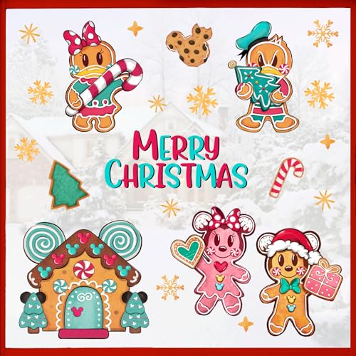 Mfault Merry Christmas Gingerbread House Window Clings 9 Sheets, Duck