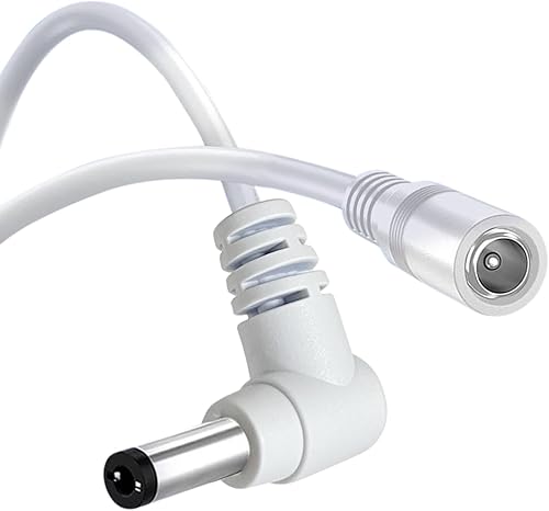 Tonton Paquete de 2 cables de extensión de alimentación de CC de 13.1 ft, 13.12 pies, 0.217 in x 0.083 in, 90 grados, ángulo recto, hembra a macho,