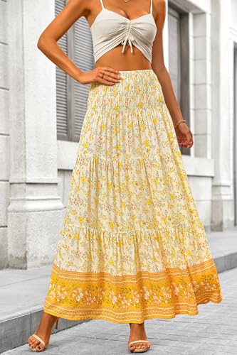 Image of CFLONGE Summer Maxi Skirts for Women 2026 Trendy Floral A Line Boho Skirt