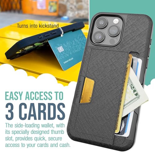 Image of Smartish iPhone 15 Pro Max Wallet Case - Wallet Slayer Vol. 2 [Slim /Protective] Credit Card Holder w /Kickstand Drop Tested Hidden Card Slot Compatible w /Apple iPhone 15 Pro Max - Black Tie Affair