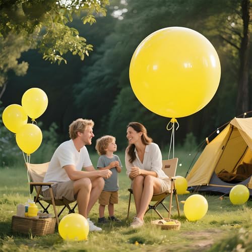 Image of Yellow Giant Balloons 36 Inch, 9pcs Jumbo Large Round Latex Balloons for Baby Shower Birthday Sunflower Theme Party Decorations
