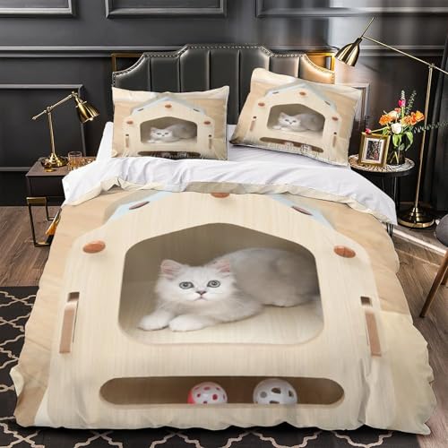 Literie confortable chat en microfibre pour partager des instants tendres