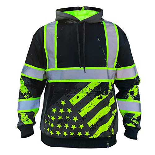 Safetyshirtz Ss360 Stealth American Grit Hoody - Black - Enhanced Visibility 3Xl #TOP1