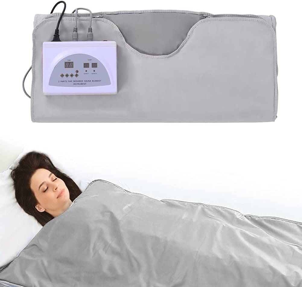 Manta profesional de sauna digital infrarroja lejana mejorada con cremallera: calefacción de 2 zonas para una terapia de desintoxicación mejorada, equipo de belleza ideal para el hogar y spa en